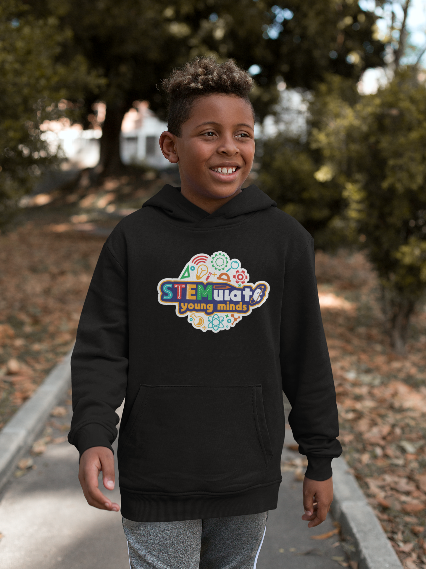 Youth STEMulate Embroidered Hoodie in Black